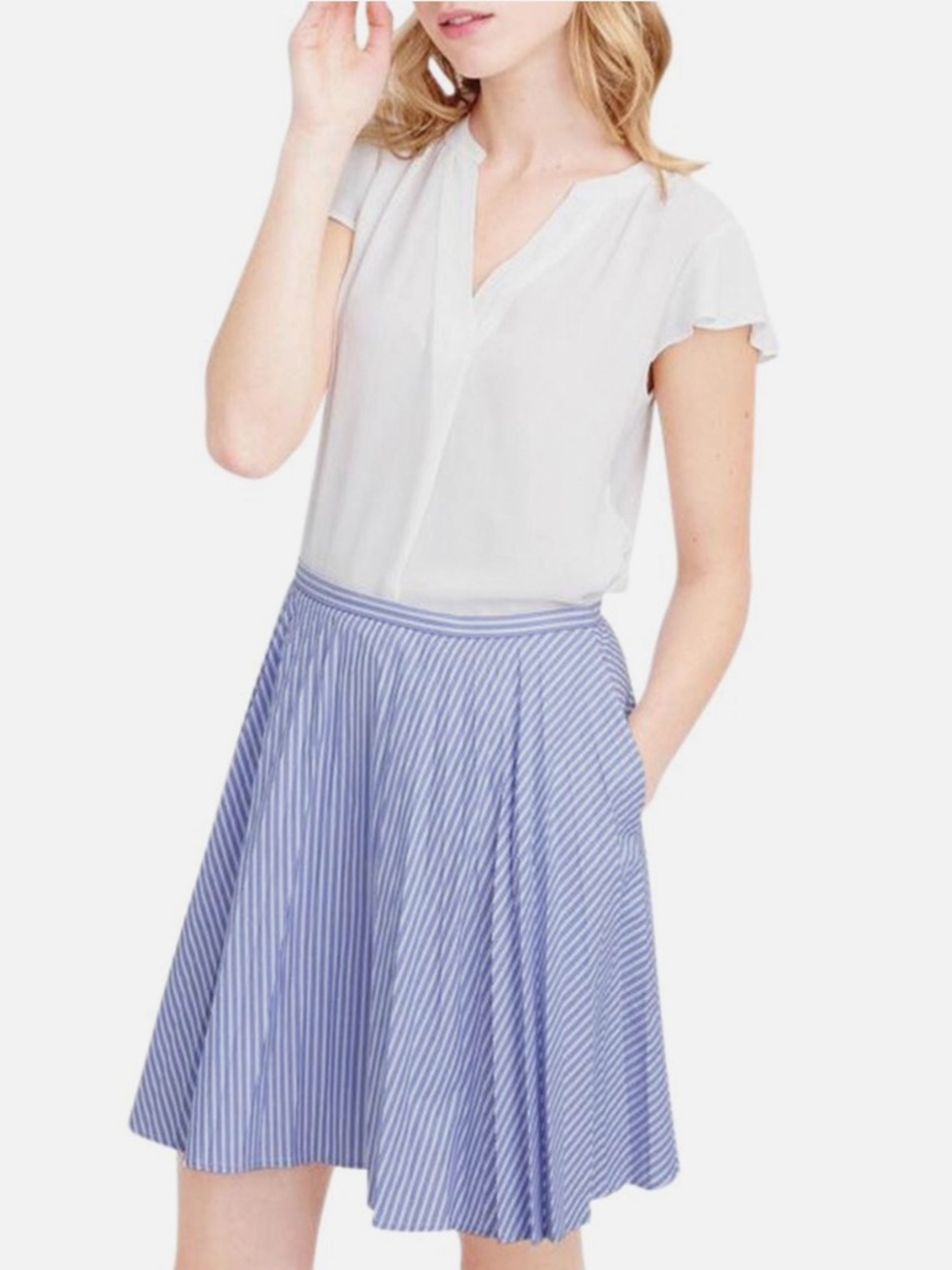J. Crew Flouncy Striped Mini Skirt Pockets Size: 4